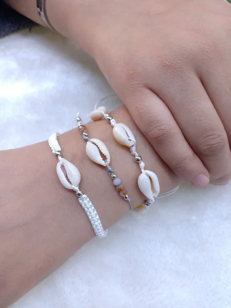 Bracelet Coquillages Cauri Néhia - Blanc