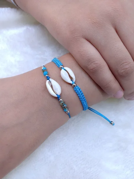 BRACELET BRÉSILIEN AMITIE FIL TRESSE AVEC PERLES PORTE BONHEUR