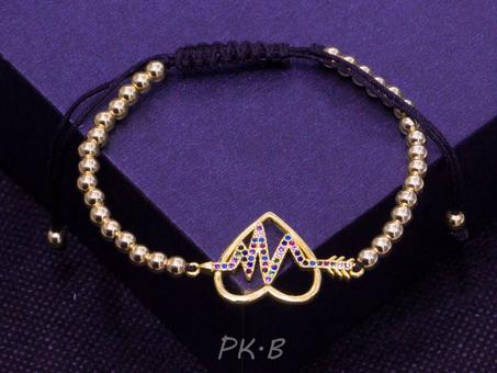 Bracelet à perles pour femme Motif battement de coeur