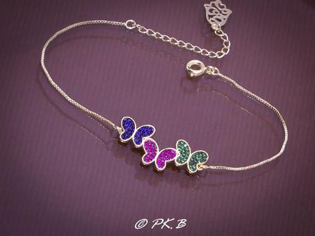 Jewelry Papillon Charme Opale Créé pour Les Femme Gourmette Bracelet Réglable en Plaqué or