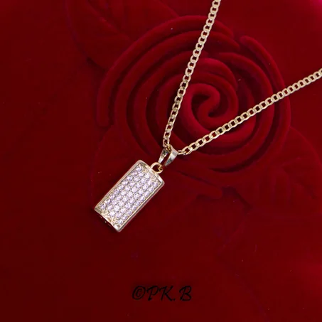 Collier Bijoux Plaqué Or Motif Rectangle brillant