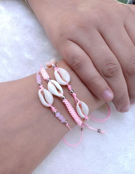 Bracelet Coquillages Cauri Néhia - Rose