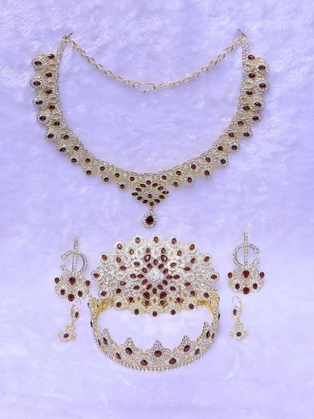تخليلة تاج+حلاقة+كولي+بروش مضمة+خلالة| Takhlila marocaine couronne+Boucle d'oreille +Collier+ Broche de ceinture et Khlala M6