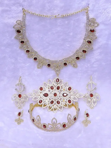 تخليلة تاج+حلاقة+كولي+بروش مضمة+خلالة| Takhlila marocaine couronne+Boucle d'oreille +Collier+ Broche de ceinture et Khlala M2