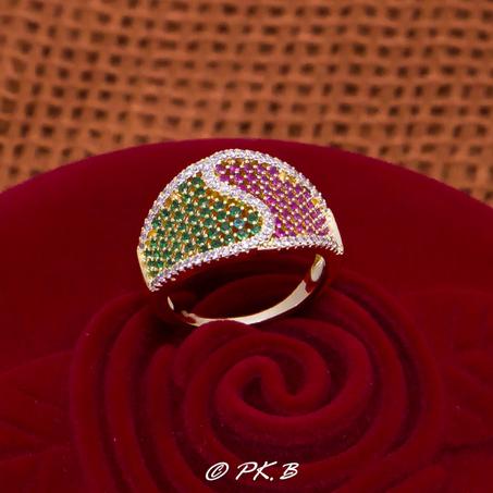 Bijoux turcs! Bague MULTI pierres précieuses en Plaqué Or