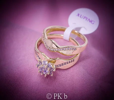 Grand anneau  bijoux mariage mode femme bague fiançailles en Plaqué Or