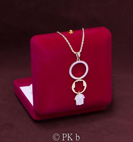 Collier Plaqué Or Deux Cercles Khmissa