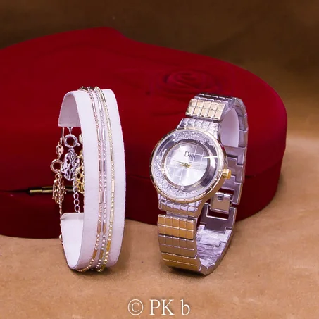 Montre et 3 Gourmette pour Dames, élégante Montre