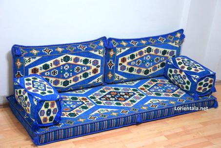 Oriental Floor Seating Sofa, Red blue Arabic Turkish Moroccan Floor cushions, Kilim Couch