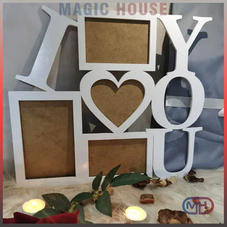 Cadre Photo I Love You Mural En Bois