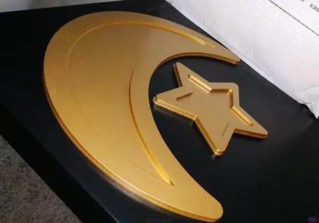 Décoration ramadanique lune & étoile plateau en bois