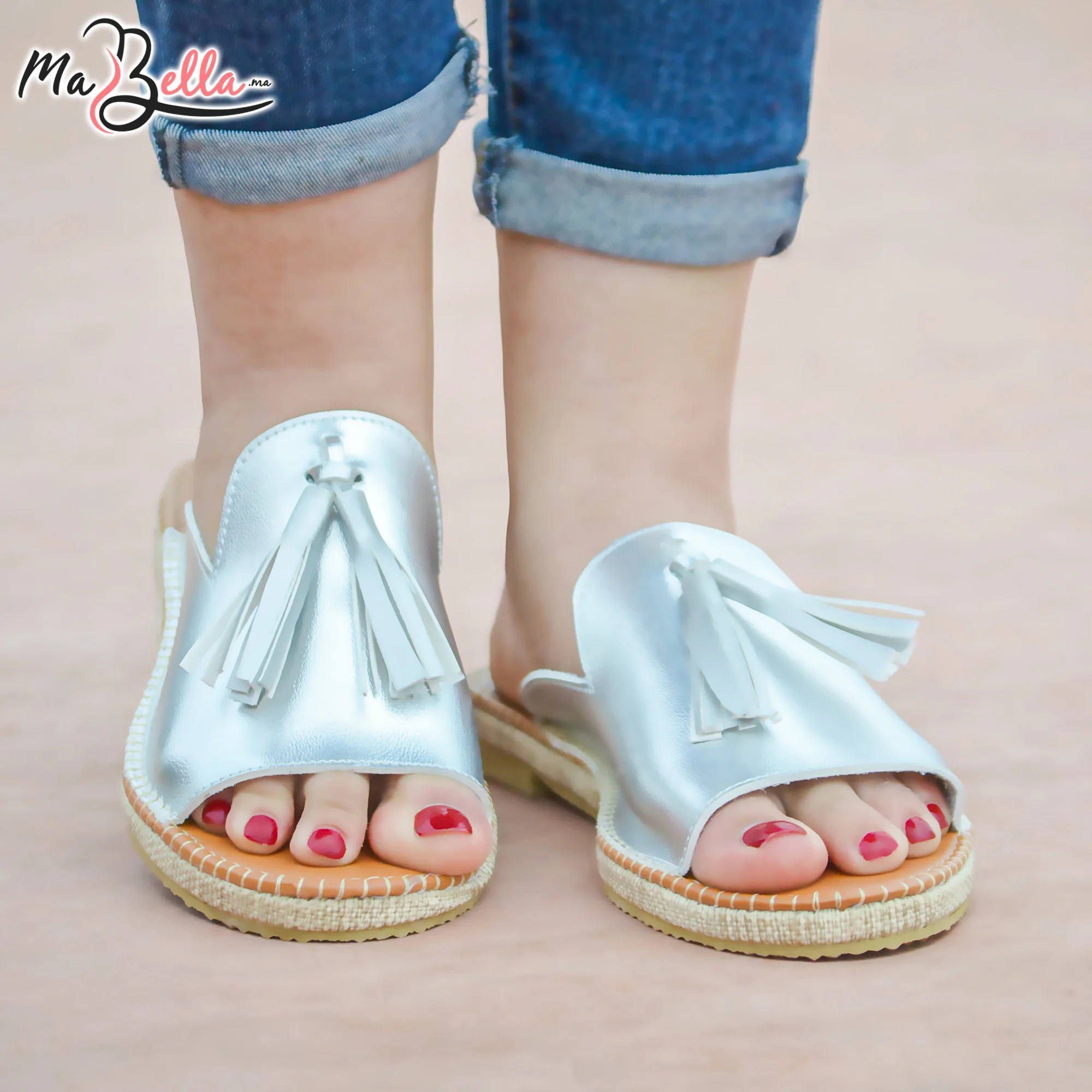 Sandales pour Femmes en Cuir - Argenté