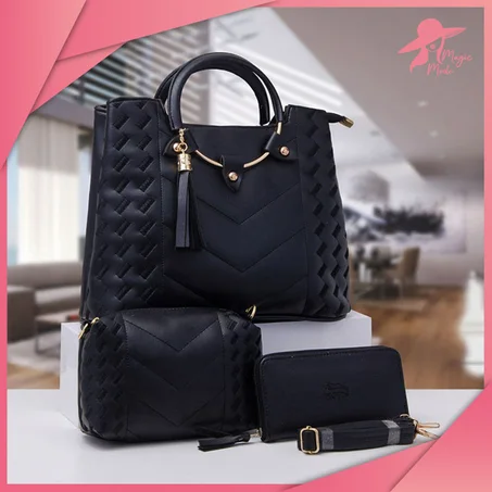 REF 9 حقيبة يدوية مطروزة راقية للنساء (جودة عالية) 3 قطع