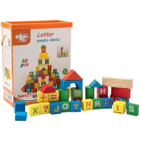 لعبة خشبية مكونة من 50 قطعة لتعلم الحروف الأبجدية