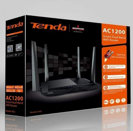 tenda Best Access Point AC6 AC1200 Smart Dual-Band Wireless Router 5GHz 867Mbps + 2.4GHz 300Mbps WiFi Router with 4*5dBi External Antennas