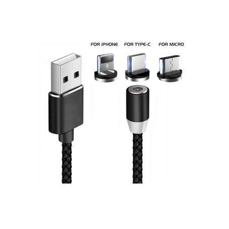 360 Câble Multi Chargeur Sans Fil Magnétique - 3 En 1 - Noir - DZ37