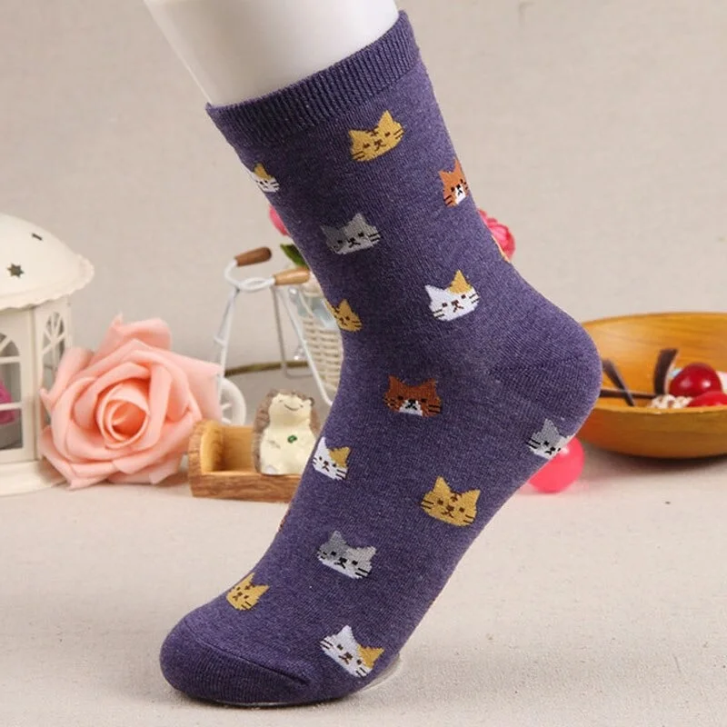 Unique Kitten Print Cotton Socks