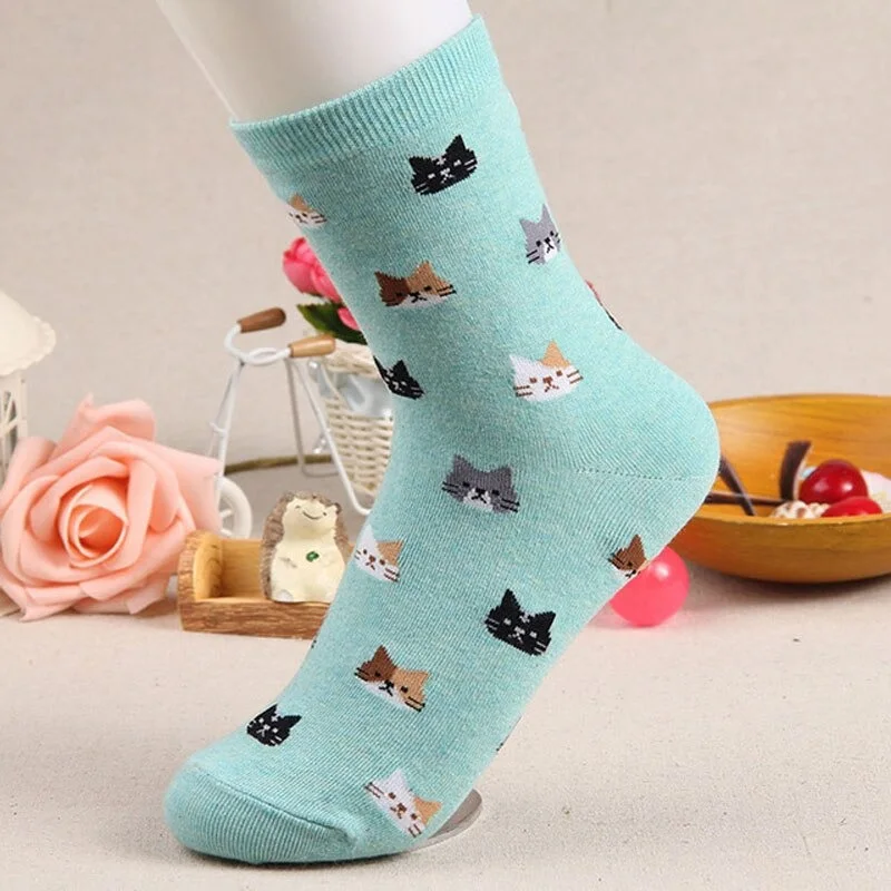 Unique Kitten Print Cotton Socks