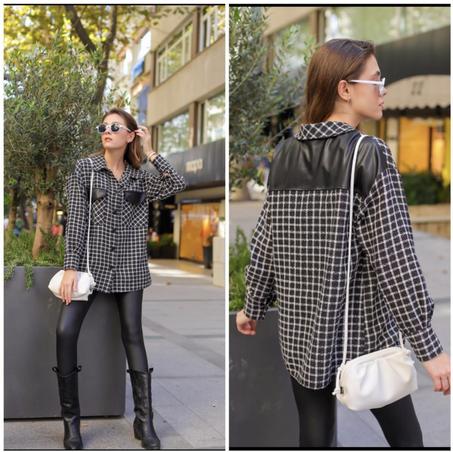 Chemise avec bande en cuir
