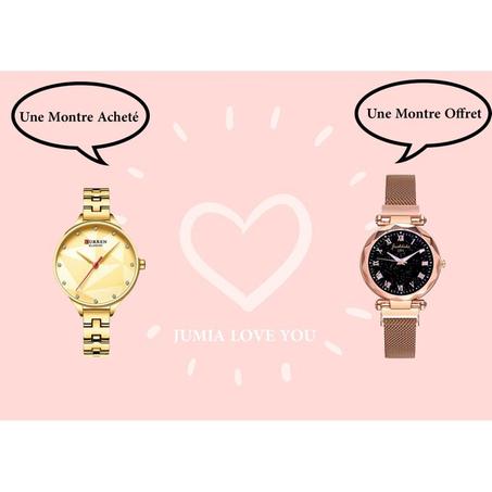 Curren Pack Jumia Love You - Une Montre Acheté Une Montre Offret - Gold  ساعة اليد العصرية