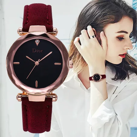 Simple Women Watch Quartz Wrist Watch Retro Rainbow Design Casual Leather Band Ladies Bracelet Watches