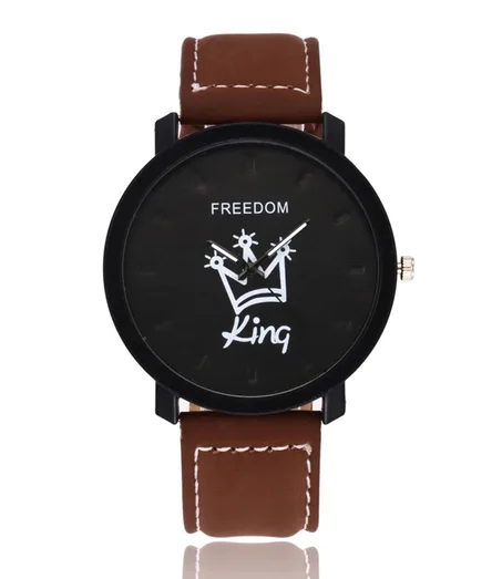 Roi reine montres en cuir femmes amoureux montre à Quartz hommes marque de luxe montre-bracelet femme mâle Quartz amoureux montres NFE99