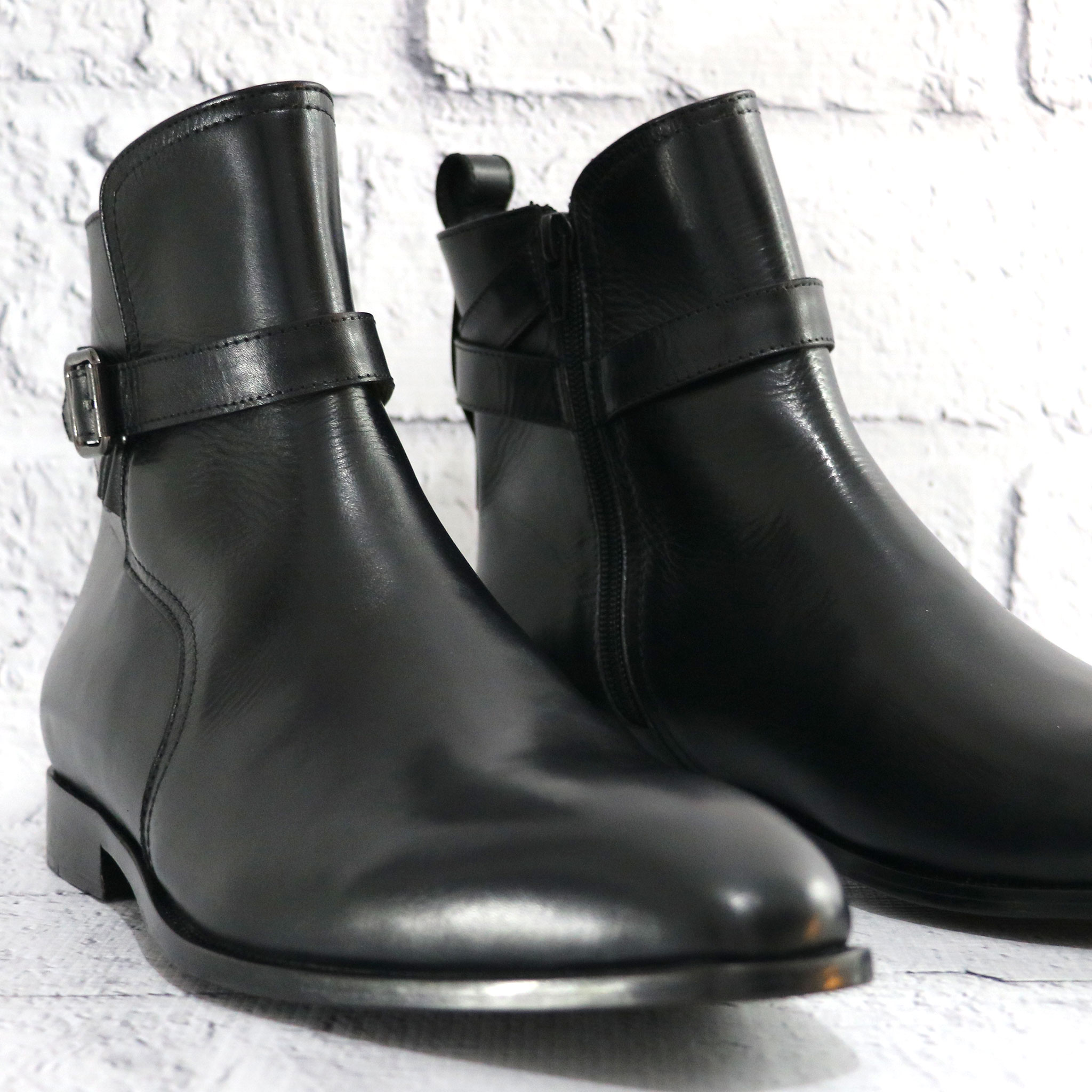 Bote Noir Cuir 100% Original Semelle cuir