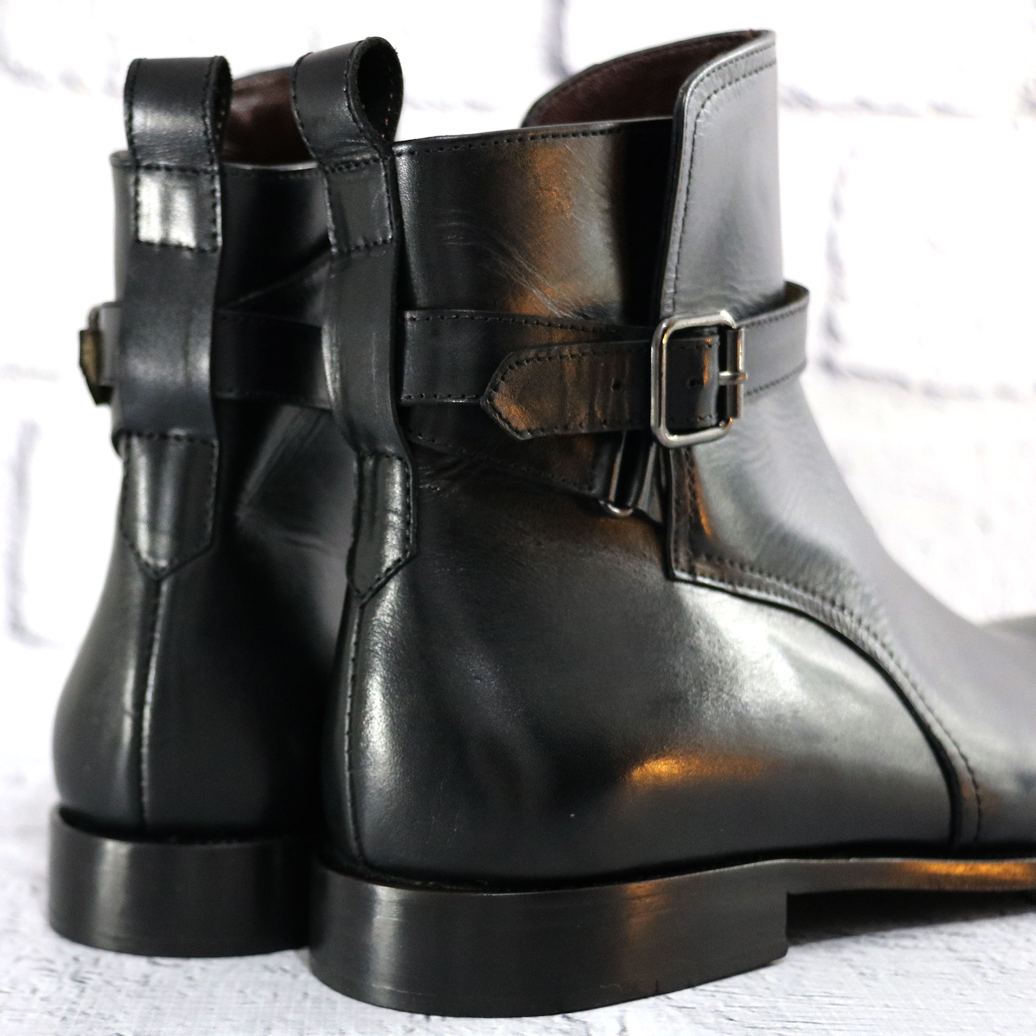 Bote Noir Cuir 100% Original Semelle cuir