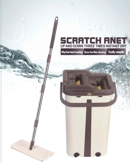 ممسحة ناعمة سحرية ودلو ; يدوي 360 درجة