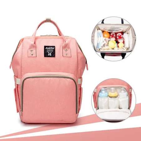 Sac à Dos à Langer Bébé Imperméable en Oxford Grande capacité 55L Papa Mama Voyage Rose