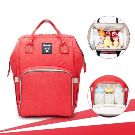 Sac à Dos à Langer Bébé Imperméable en Oxford Grande capacité 55L Papa Mama Voyage Rouge