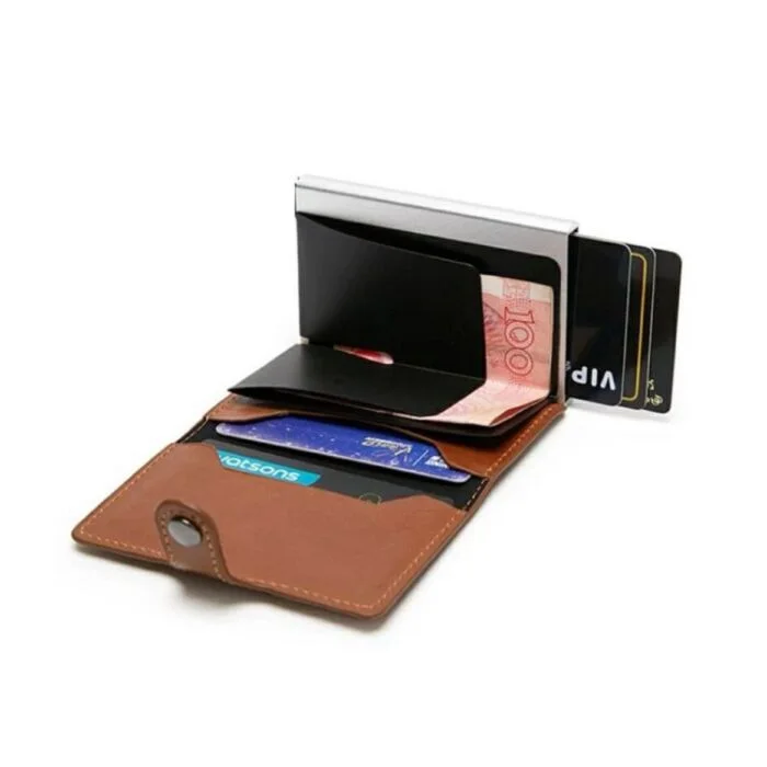 Porte-cartes Anti RFID En Cuir Véritable - Protection Contre Le Piratage Sans Contact