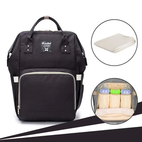 Sac à Dos à Langer Bébé Imperméable en Oxford Grande capacité 55L Papa Mama Voyage Noir