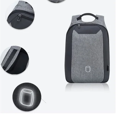 Sac à Dos Anti-vol Unisexe USB charge Multi-fonction gris