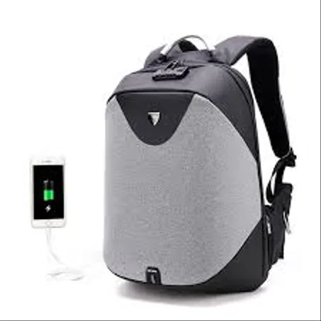 حقيبة ضهر  مع قفل رقمي مضادة للسرقة والمطر مع منفد شحن (USB)
