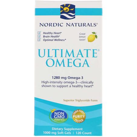 Nordic Naturals, Ultimate Omega, ليمون، 1,280 مغ، 120 كبسولة هلامية