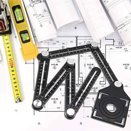 Herramienta ajustable, con regla para medir el ángulo fijo del vidrio de mampostería, plantilla angular universal 4/6/12 diapositivas/pliegues