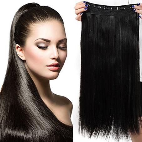 EXTENSION CHEVEUX NOIR LISSE A CLIPS  إطالة الشعر الأسود الناعم بالمشابك