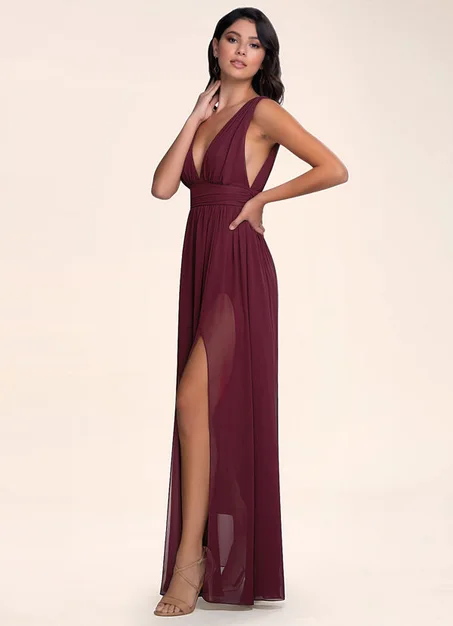 BLUSH MARK DANCING QUEEN CABERNET MAXI DRESS