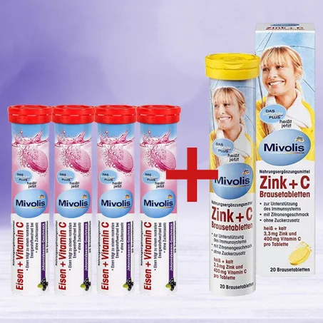 Pack (Fer+ Vitamine C) × 4 + (Zinc & C)