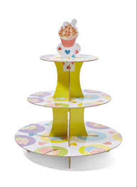 حامل كب كيك بثلاثة مستويات من الكرتون المقوى