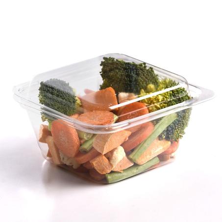 مجموعة (50) وعاء بلاستيك مربع شفاف بغطاء متصل