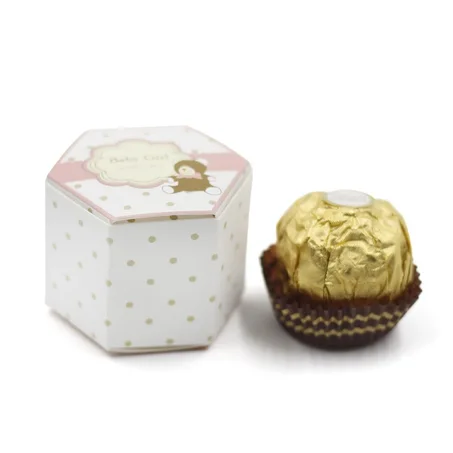مجموعة (96) علبة شوكولاته لتوزيعات المواليد - ذهبي وردي