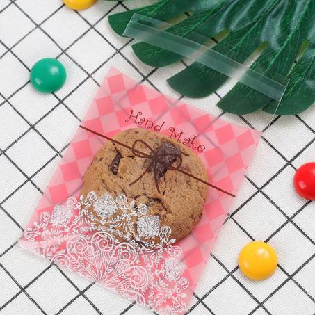 مجموعة(500) كيس للكوكيز والحلويات - وردي فيونكه