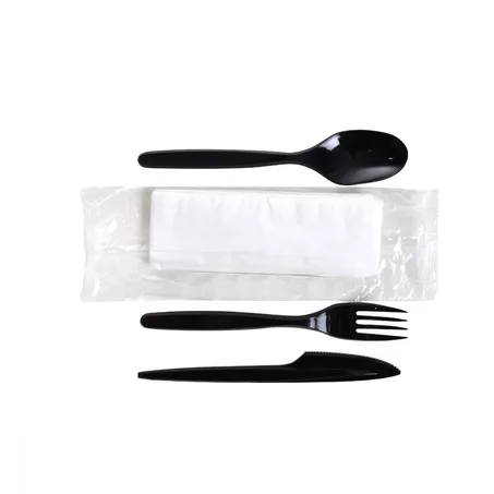 مجموعة (100) طقم (4×1) - ملعقة+سكين+شوكة+منديل