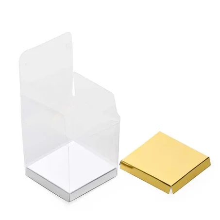 مجموعة (96) علبة بلاستيكية بقاعدة ذهبية وفضية - 6*6 سم
