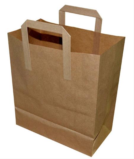 مجموعة (50) أكياس ورقية بمسكة يد لون بني صغير