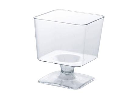 مجموعة (140) كوب حلى مربع شفاف بقاعدة - 60 مل