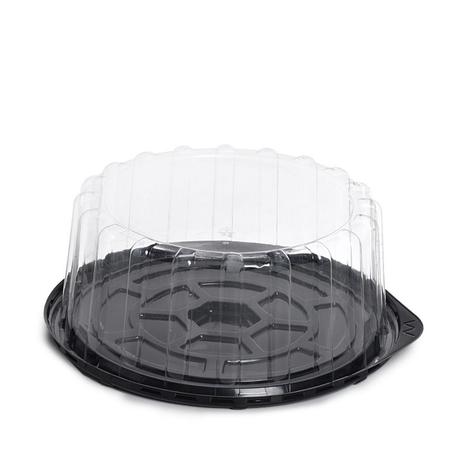 مجموعة (20) أوعيه شفافه دائريه للكيك +قاعدة سوداء 255*105مم