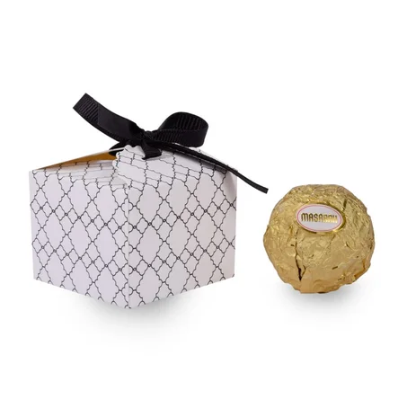 مجموعة (120) علبة توزيعات شوكولاته -أسود ابيض